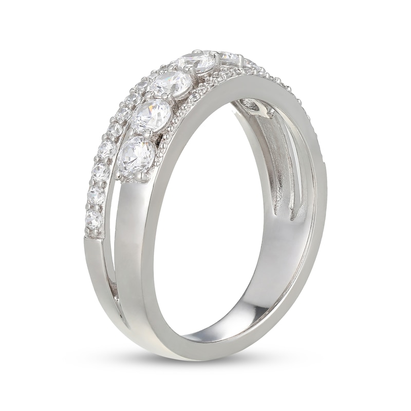 Main Image 2 of White Lab-Created Sapphire Three-Row Fashion Ring Sterling Silver