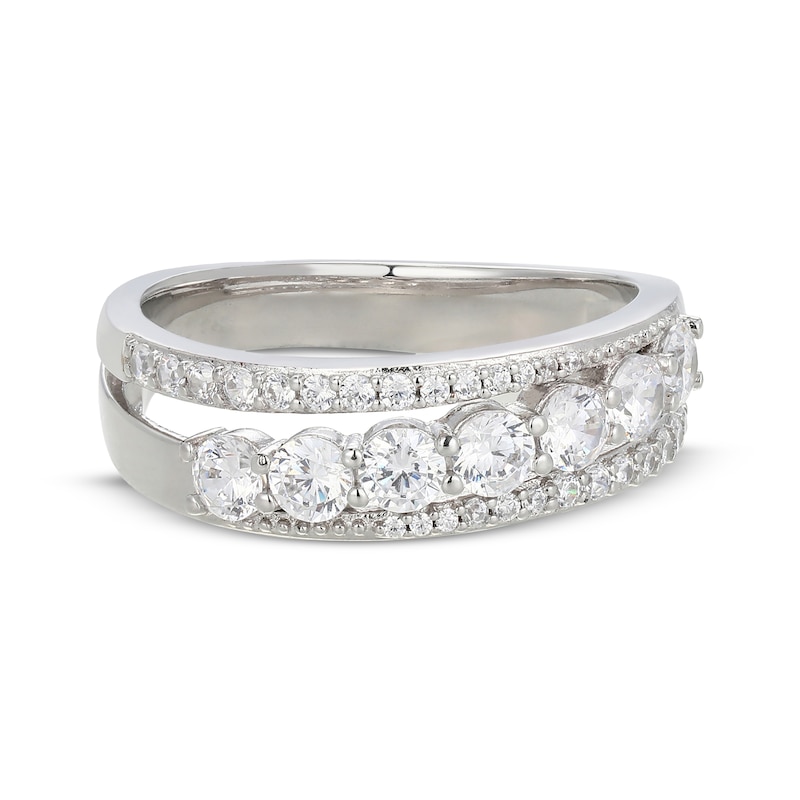 Main Image 3 of White Lab-Created Sapphire Three-Row Fashion Ring Sterling Silver