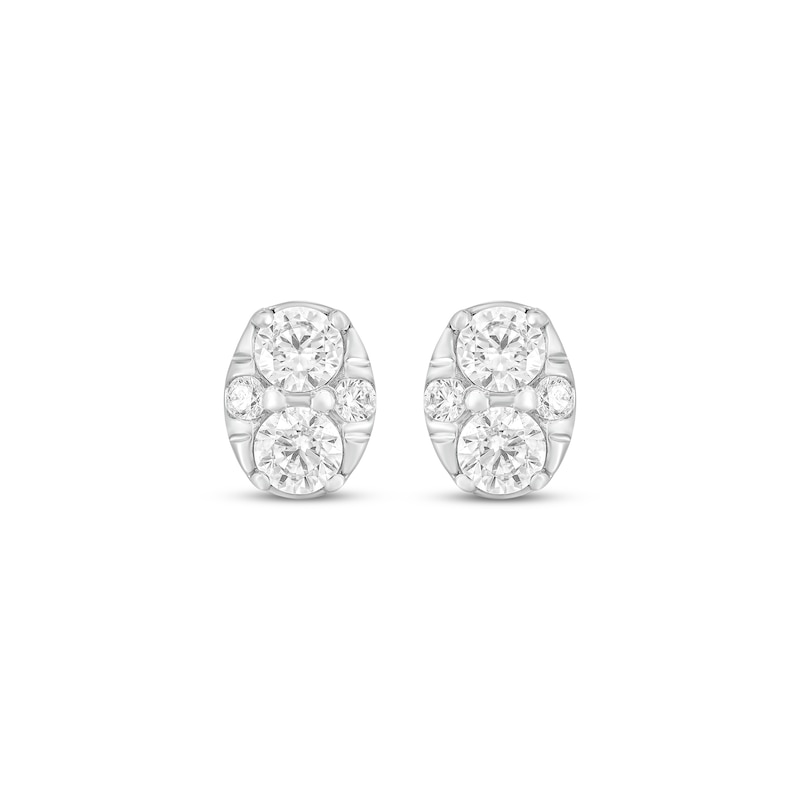 Main Image 2 of Multi-Diamond Oval Stud Earrings 1/4 ct tw 10K White Gold