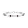 Thumbnail Image 1 of Garnet Station Chain Link Bracelet Sterling Silver 7.25"