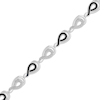 Thumbnail Image 2 of Black & White Diamond Teardrop Link Bracelet 1/8 ct tw Sterling Silver 7.25"