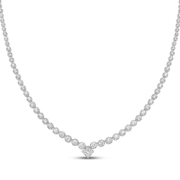 Princess & Round-Cut Diamond Graduated Necklace 5 ct tw 14K White Gold 18"