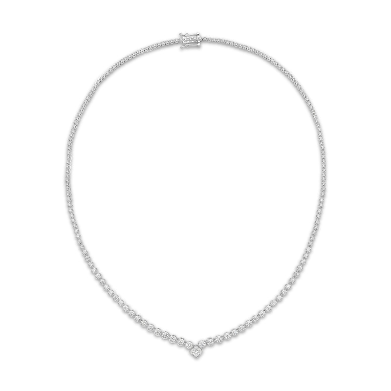 Main Image 2 of Princess & Round-Cut Diamond Graduated Necklace 5 ct tw 14K White Gold 18"