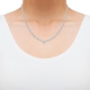 Thumbnail Image 4 of Princess & Round-Cut Diamond Graduated Necklace 5 ct tw 14K White Gold 18"