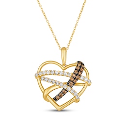 Le Vian Diamond Crisscross Heart Necklace 1/2 ct tw 14K Honey Gold 19"