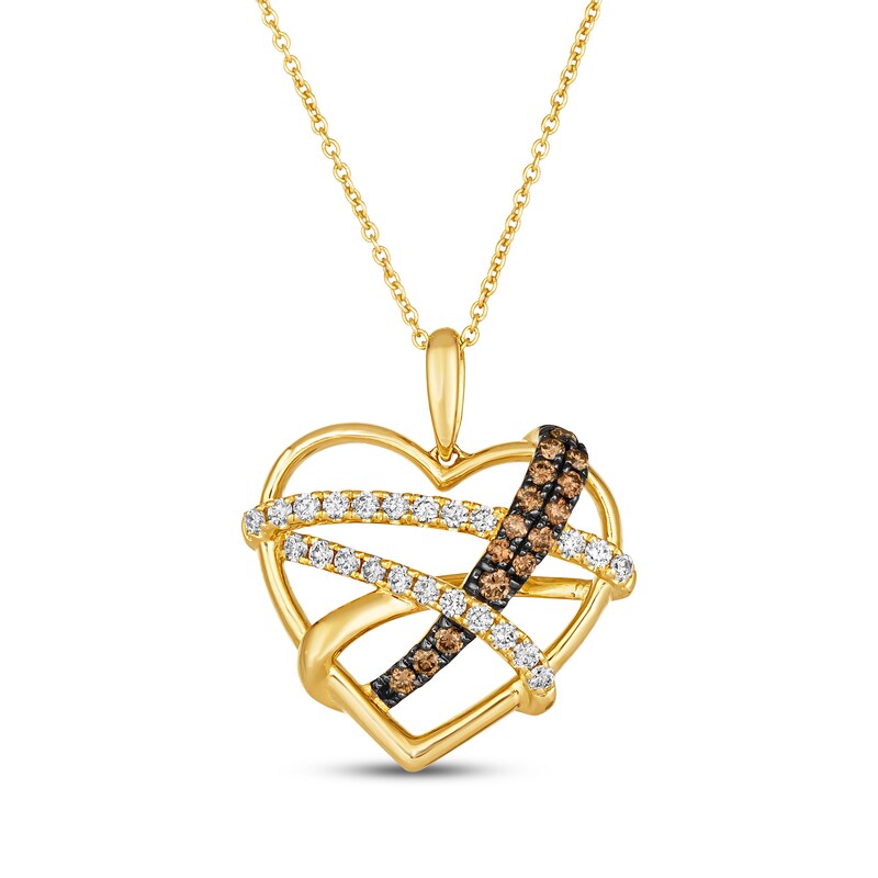 Main Image 1 of Le Vian Diamond Crisscross Heart Necklace 1/2 ct tw 14K Honey Gold 19"