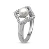 Thumbnail Image 2 of Cultured Pearl & White Lab-Created Sapphire Flower Frame Ring Sterling Silver
