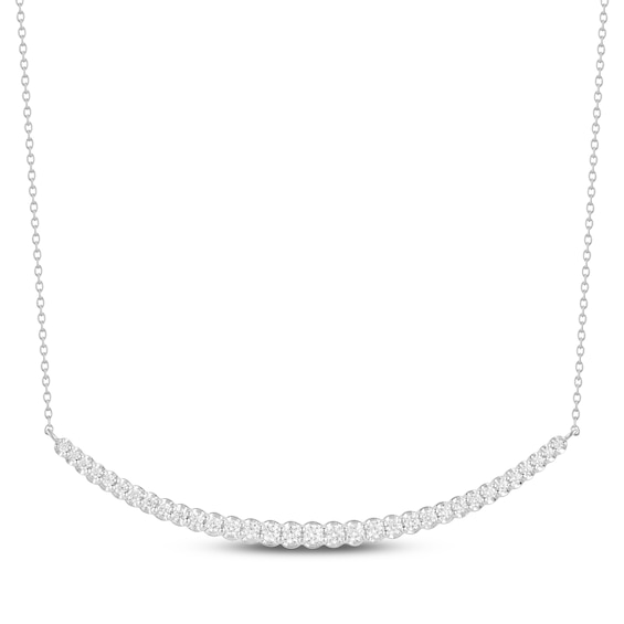 Diamond Graduated Smile Necklace 1 ct tw 10K White Gold 18"