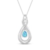 Thumbnail Image 1 of Pear-Shaped Blue Lab-Created Opal & White Lab-Created Sapphire Twist Frame Necklace Sterling Silver 18"