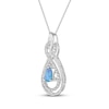 Thumbnail Image 2 of Pear-Shaped Blue Lab-Created Opal & White Lab-Created Sapphire Twist Frame Necklace Sterling Silver 18"
