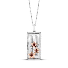 Disney Treasures Monsters, Inc "Sulley" Garnet, Amethyst & Diamond Necklace 1/6 ct tw Sterling Silver & 10K Rose Gold 19"