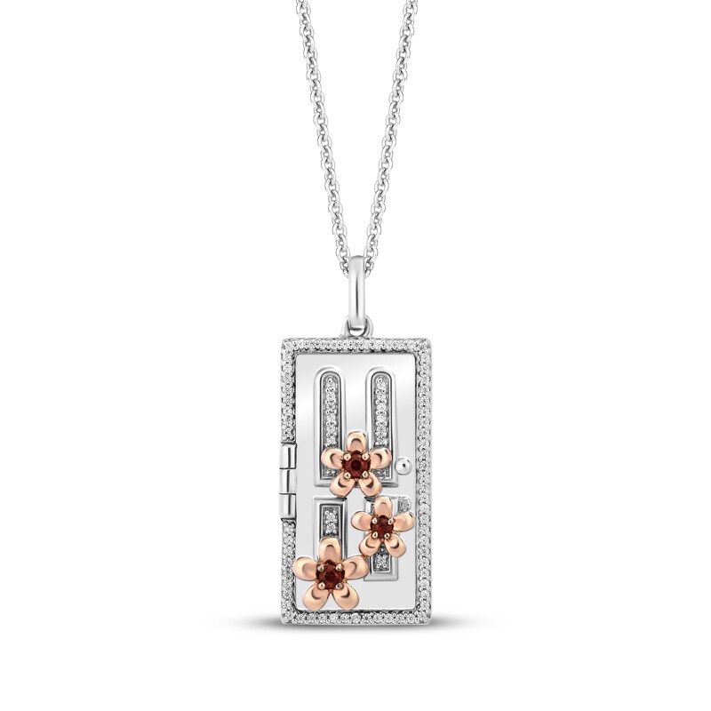 Main Image 1 of Disney Treasures Monsters, Inc "Sulley" Garnet, Amethyst & Diamond Necklace 1/6 ct tw Sterling Silver & 10K Rose Gold 19"