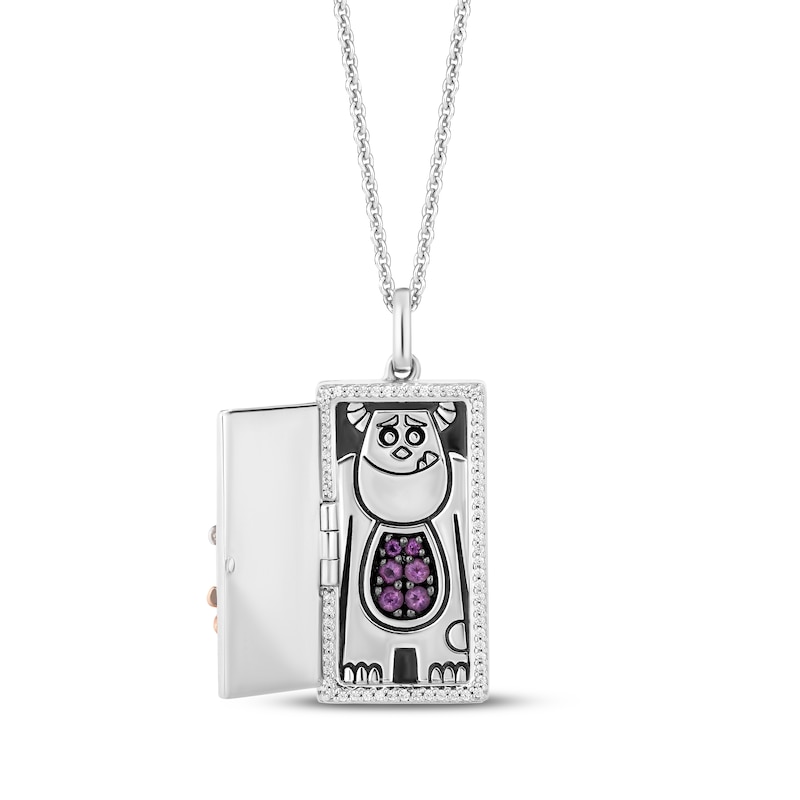 Main Image 2 of Disney Treasures Monsters, Inc "Sulley" Garnet, Amethyst & Diamond Necklace 1/6 ct tw Sterling Silver & 10K Rose Gold 19"