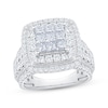 Thumbnail Image 1 of Princess-Cut Multi-Diamond Double Halo Engagement Ring 3 ct tw 10K White Gold