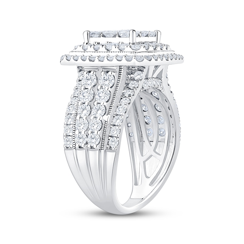 Main Image 2 of Princess-Cut Multi-Diamond Double Halo Engagement Ring 3 ct tw 10K White Gold