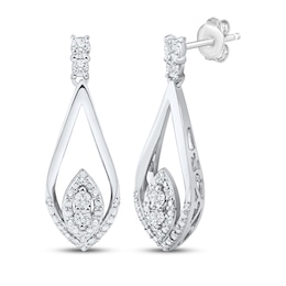 Multi-Diamond Teardrop Earrings 1/10 ct tw Sterling Silver