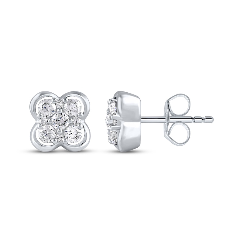 Main Image 3 of KAY Lab-Grown Diamond Multi-Stone Clover Stud Earrings 1/2 ct tw Sterling Silver