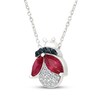 Thumbnail Image 2 of Marquise-Cut Lab-Created Ruby, Black Onyx & White Lab-Created Sapphire Ladybug Necklace Sterling Silver 18"