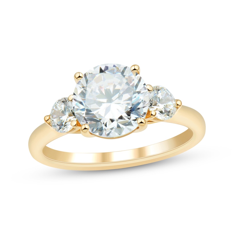 Main Image 1 of Adore Lab-Grown Diamond Round-Cut Three-Stone Engagement Ring 3 ct tw 14K Yellow Gold