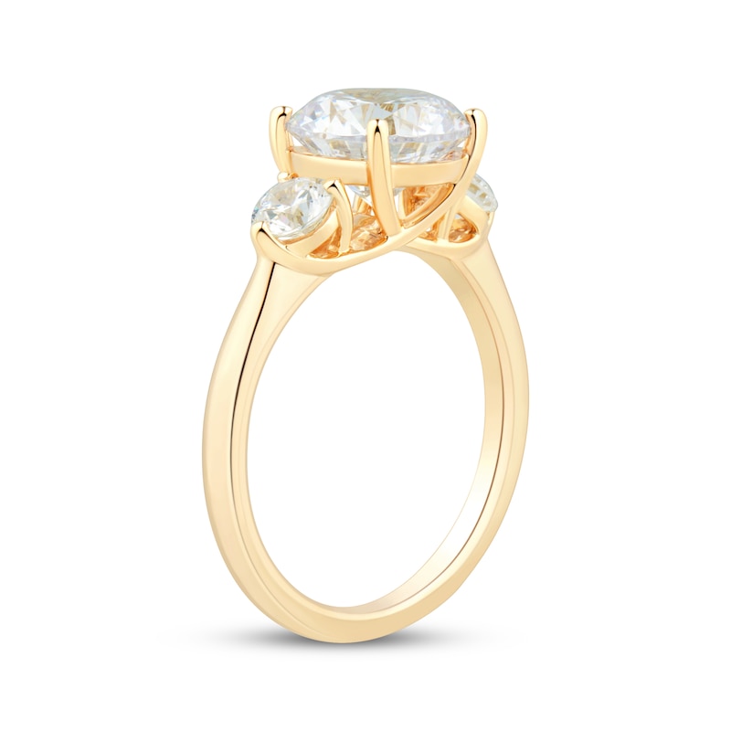 Main Image 2 of Adore Lab-Grown Diamond Round-Cut Three-Stone Engagement Ring 3 ct tw 14K Yellow Gold