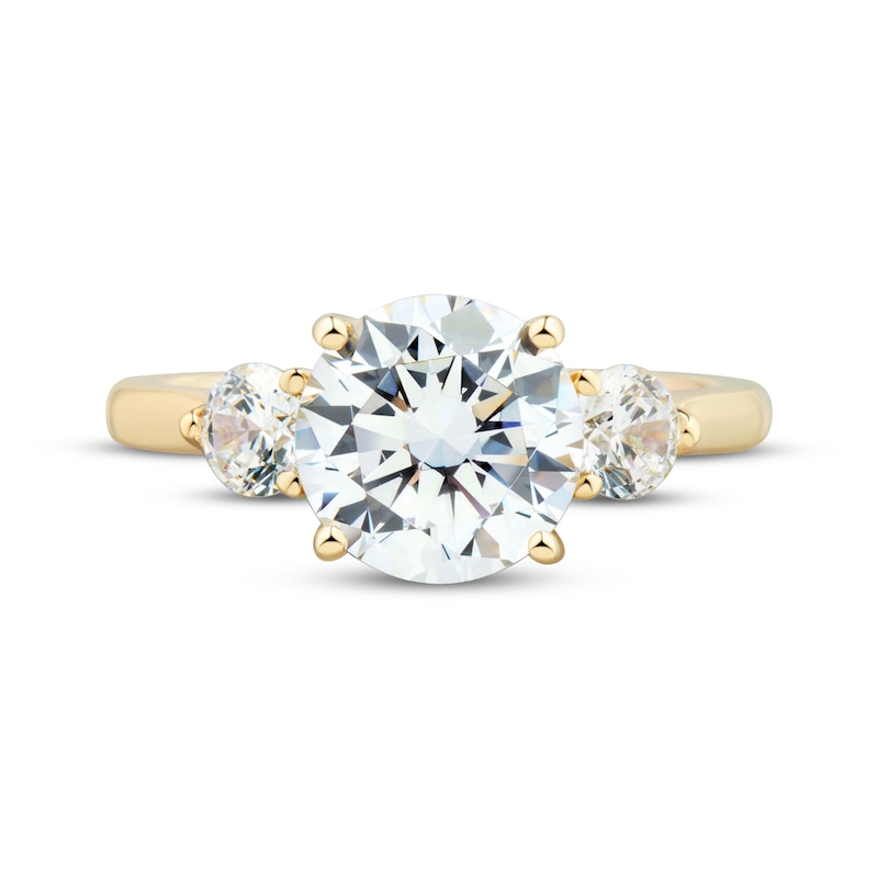 Main Image 3 of Adore Lab-Grown Diamond Round-Cut Three-Stone Engagement Ring 3 ct tw 14K Yellow Gold