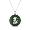 Thumbnail Image 1 of Nephrite Jade Year of the Rat Chinese Zodiac Necklace Sterling Silver 18"