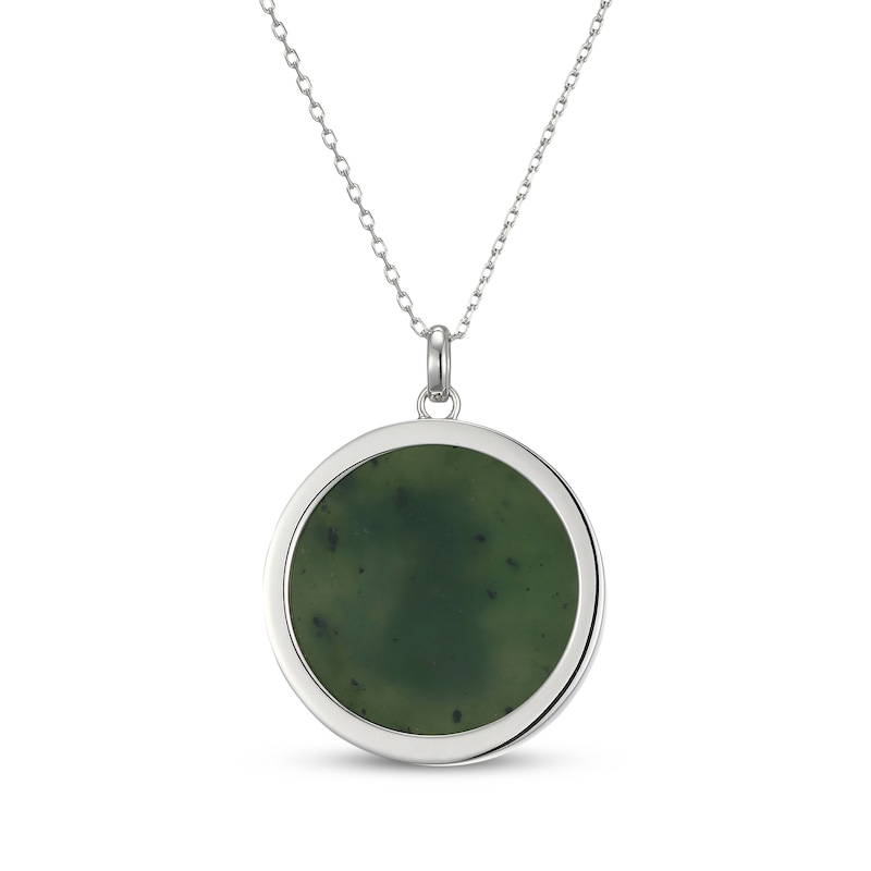 Main Image 3 of Nephrite Jade Year of the Rat Chinese Zodiac Necklace Sterling Silver 18"