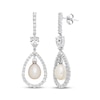 Thumbnail Image 1 of Cultured Pearl & White Lab-Created White Sapphire Drop Earrings Sterling Silver