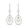 Thumbnail Image 2 of Cultured Pearl & White Lab-Created White Sapphire Drop Earrings Sterling Silver