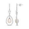 Thumbnail Image 3 of Cultured Pearl & White Lab-Created White Sapphire Drop Earrings Sterling Silver