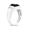 Thumbnail Image 2 of Men's Barrel-Cut Black Onyx & Diamond Signet-Style Ring 1/15 ct tw Sterling Silver