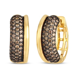 Le Vian Chocolate Diamond Hoop Earrings 1-1/6 ct tw 14K Honey Gold