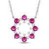 Thumbnail Image 1 of Lab-Created Ruby & White Lab-Created Sapphire Circle Necklace Sterling Silver 18"