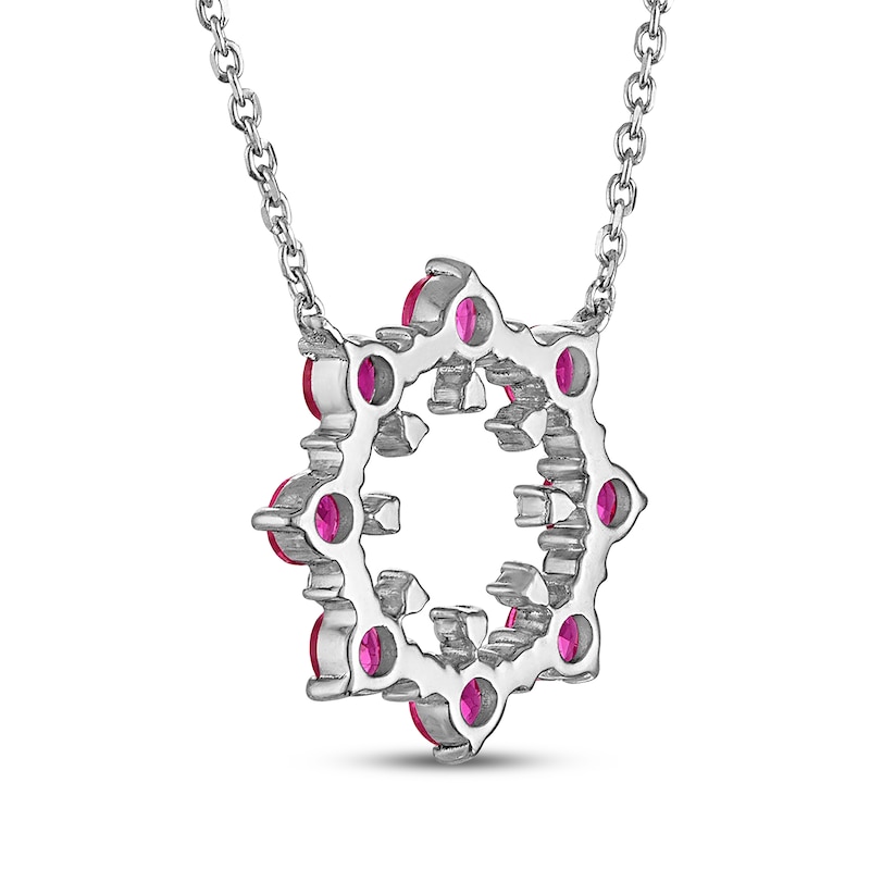 Main Image 3 of Lab-Created Ruby & White Lab-Created Sapphire Circle Necklace Sterling Silver 18"