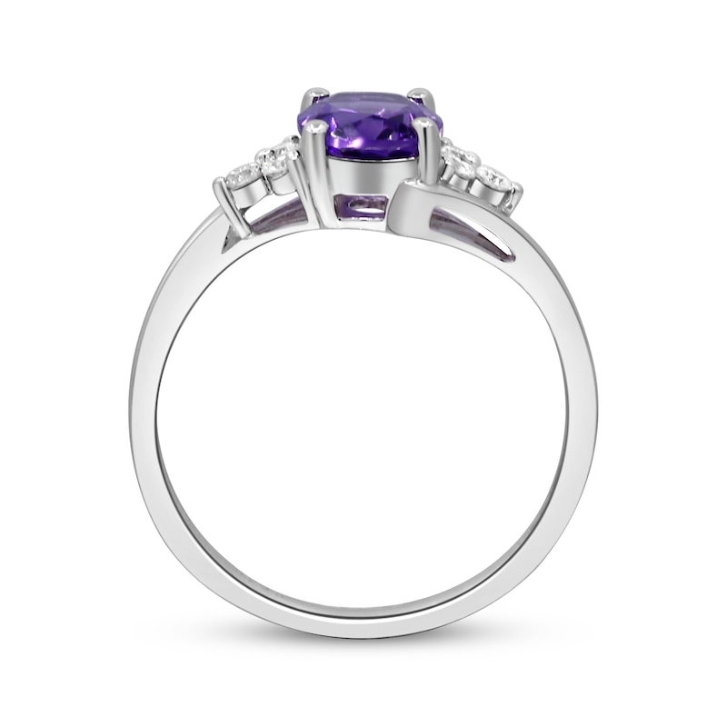 Main Image 3 of Oval-Cut Amethyst & Diamond Bypass Ring 1/8 ct tw 10K White Gold