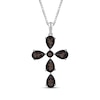 Thumbnail Image 1 of Pear-Shaped & Round-Cut Smoky Quartz Cross Necklace Sterling Silver 18"