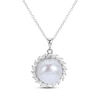 Thumbnail Image 1 of Cultured Pearl & Marquise-Cut White Topaz Necklace Sterling Silver 18"