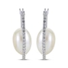 Thumbnail Image 2 of Oval Cultured Pearl & White Topaz Hoop Earrings Sterling Silver