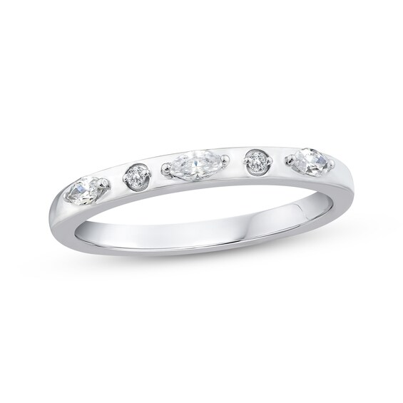 Adore Marquise & Round-Cut Diamond Anniversary Ring 1/6 ct tw 14K White Gold