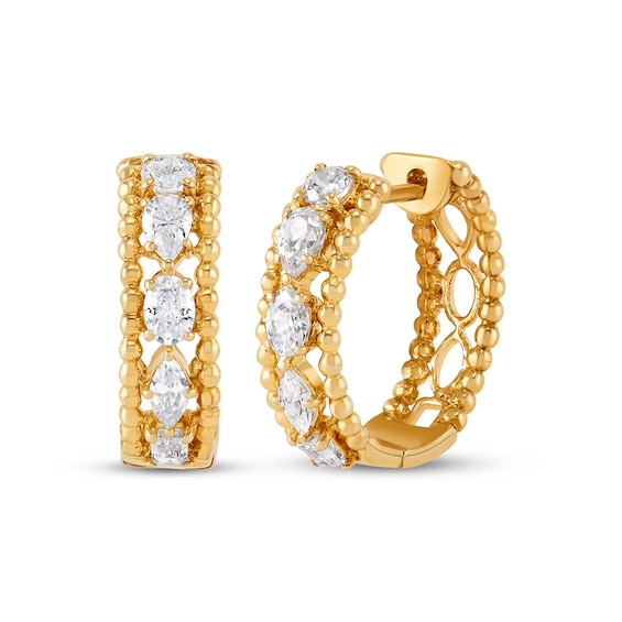 KAY Lab-Grown Diamonds Multi-Shape Beaded Hoop Earrings 1 ct tw 10K Yellow Gold