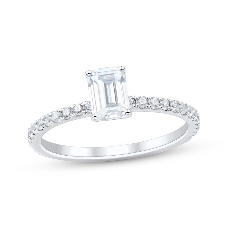 Main Image 1 of Adore Certified Emerald-Cut Diamond Engagement Ring 1 ct tw Platinum