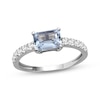 Thumbnail Image 1 of Emerald-Cut Sky Blue Topaz & White Lab-Created Sapphire Ring Sterling Silver