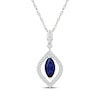 Thumbnail Image 1 of Marquise-Cut Blue & White Lab-Created Sapphire Drop Necklace Sterling Silver 18"
