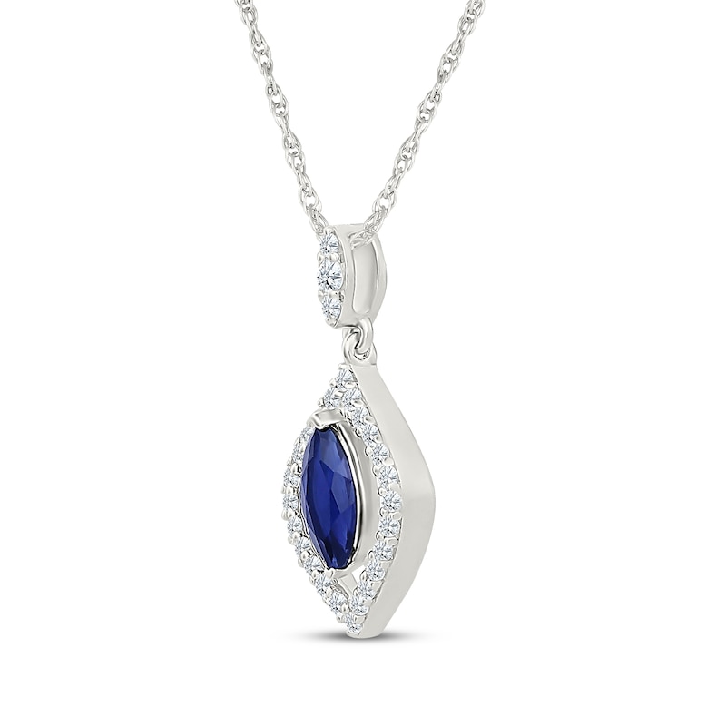 Main Image 2 of Marquise-Cut Blue & White Lab-Created Sapphire Drop Necklace Sterling Silver 18"