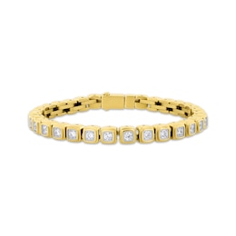 Men's White Lab-Created Sapphire Fashion Bracelet Yellow Ion-Plated Stainless Steel 8"