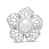 Thumbnail Image 3 of Cultured Pearl & Diamond Halo Flower Ring 1/8 ct tw Sterling Silver