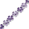 Thumbnail Image 2 of Pear-Shaped Amethyst & Diamond Flower Link Bracelet 1/8 ct tw Sterling Silver 7"