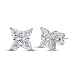 KAY Lab-Grown Diamonds Pear-Shaped Quatrefoil Stud Earrings 2 ct tw 18K White Gold