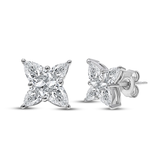 KAY Lab-Grown Diamonds Pear-Shaped Quatrefoil Stud Earrings 2 ct tw 18K White Gold