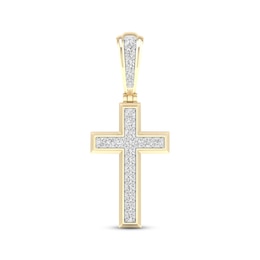 KAY Lab-Grown Diamonds Men's Cross Necklace Charm 1/2 ct tw 10K Yellow Gold